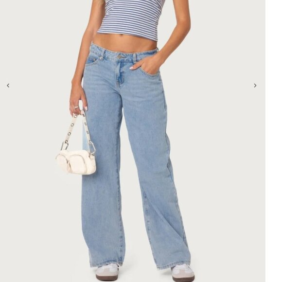 Edikted Wide-Leg Light Wash Jeans – Size XS - Picture 8 of 14